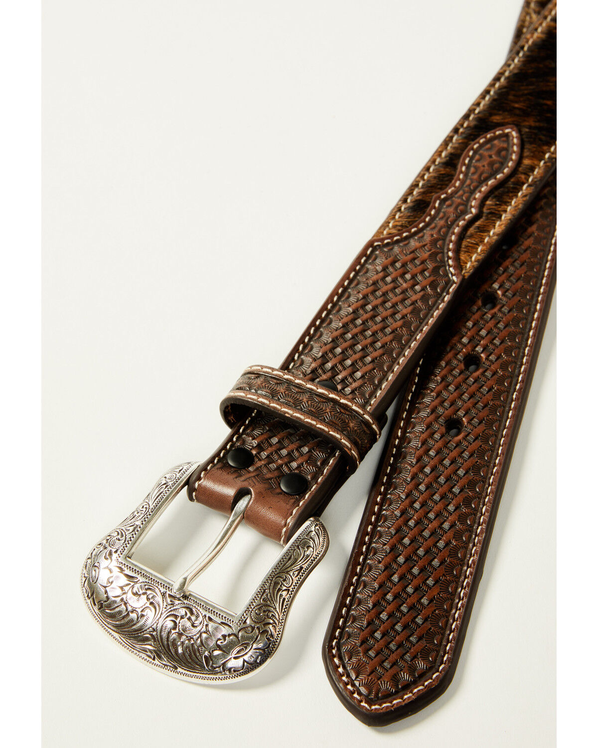 Image #2 - Cody James Men's Hair-On Concho Leather Belt, Brown, hi-res