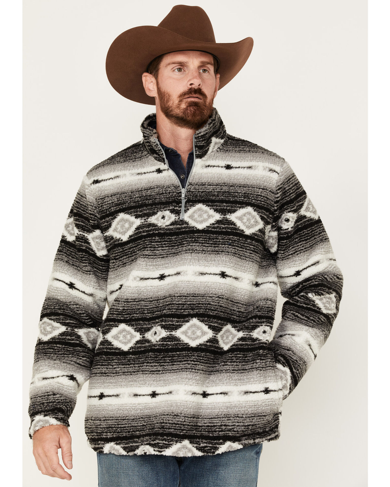 Wrangler Men's Southwestern Print 1/4 Zip Sherpa Pullover | Boot Barn
