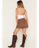 Image #4 - Ashley Women's Boot Barn Exclusive Washed Denim Tie-Front Mini Skirt, Lt Brown, hi-res