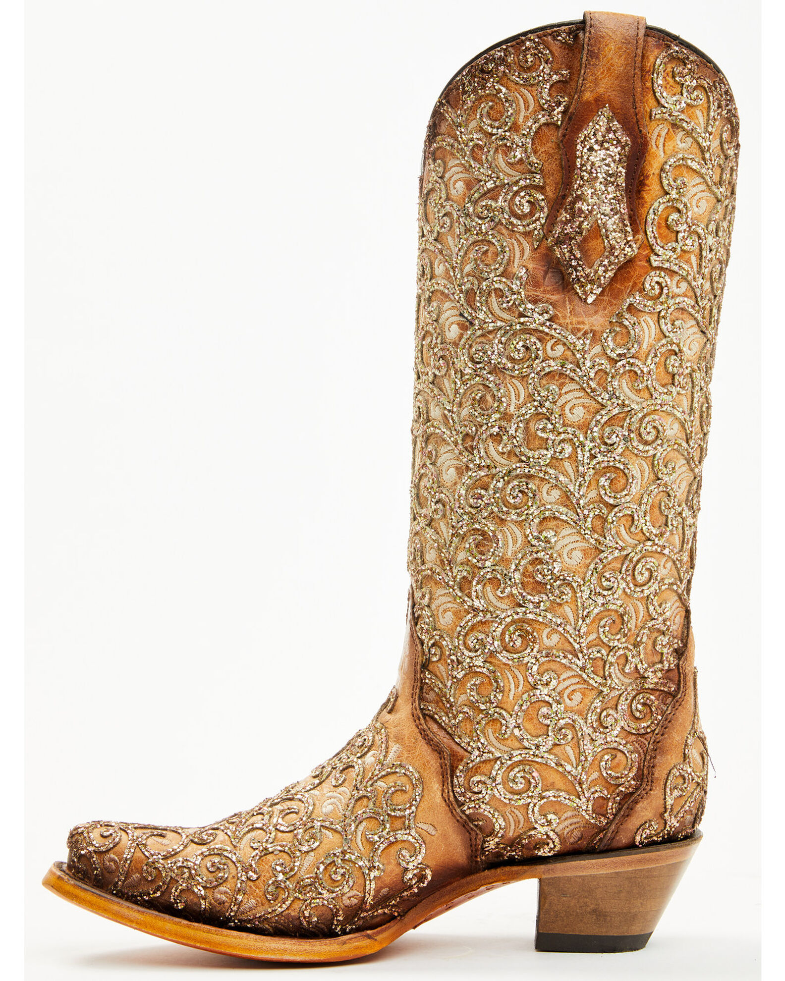 Product Name:  Corral Women's Saddle Glitter Overlay Triad Western Boots - Snip Toe