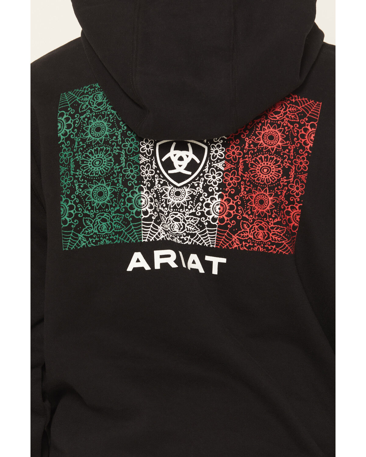 Image #4 - Ariat Boys' Boot Barn Exclusive Mexico Flag Sugar Graphic Hooded Sweatshirt, Black, hi-res