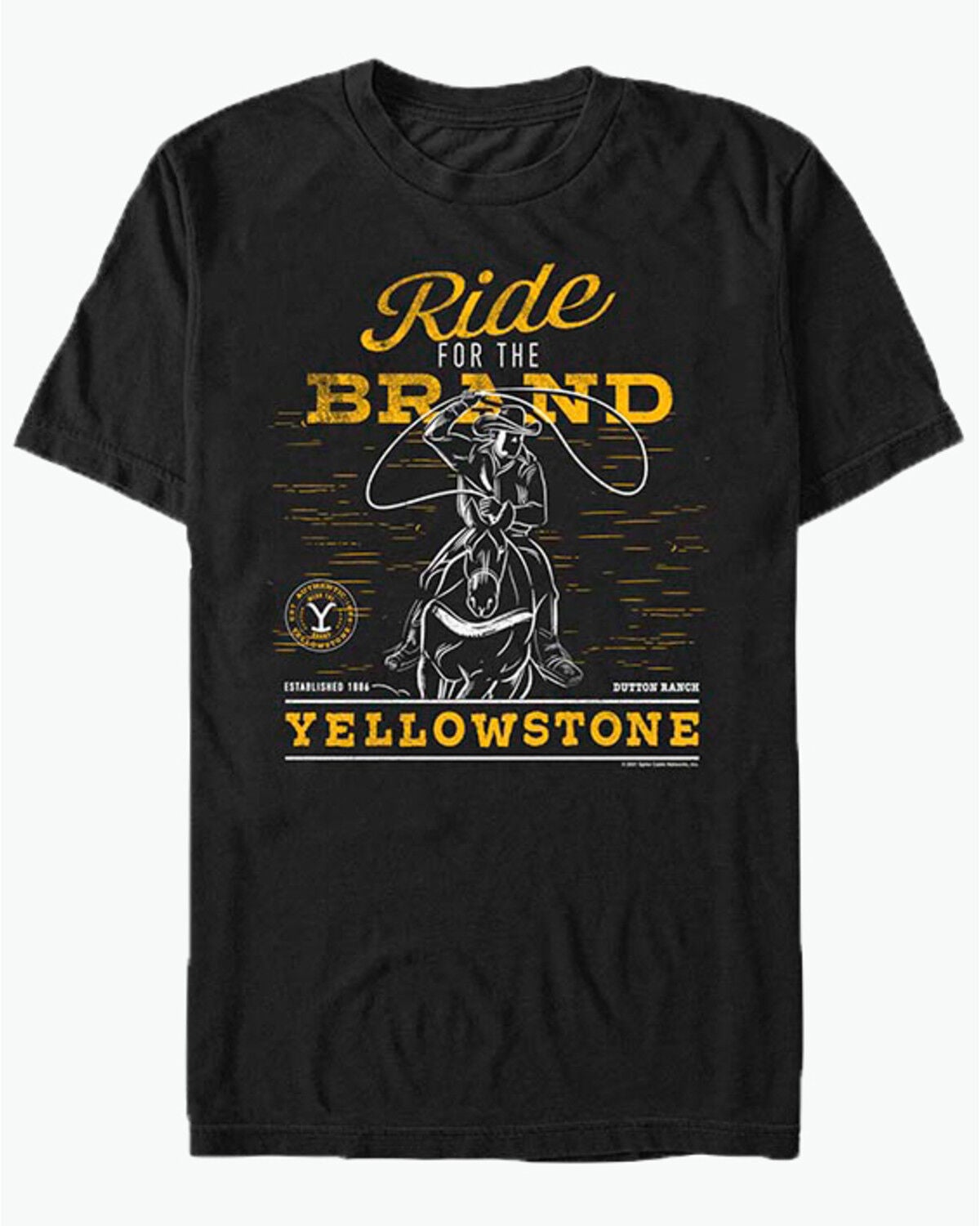 Image #1 - Americana Men's Yellowstone Ride For The Brand Short Sleeve Graphic T-Shirt, Black, hi-res