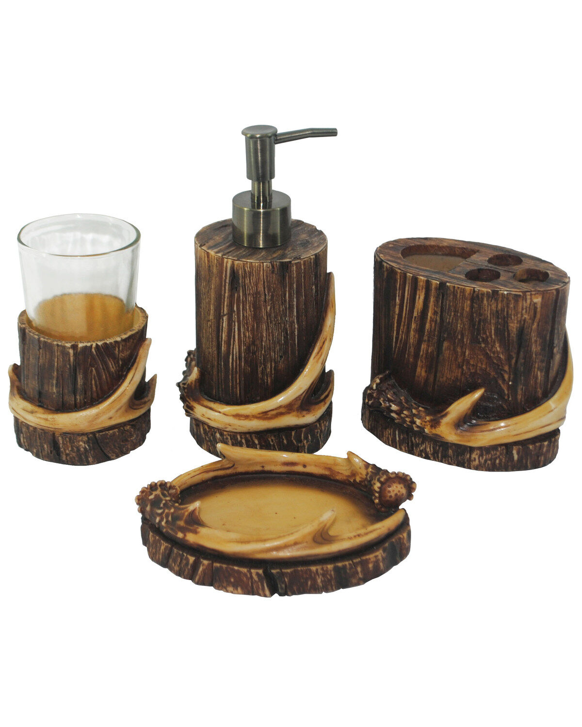 Image #1 - HiEnd Accent Brown Antler Four-Piece Bathroom Set, Brown, hi-res