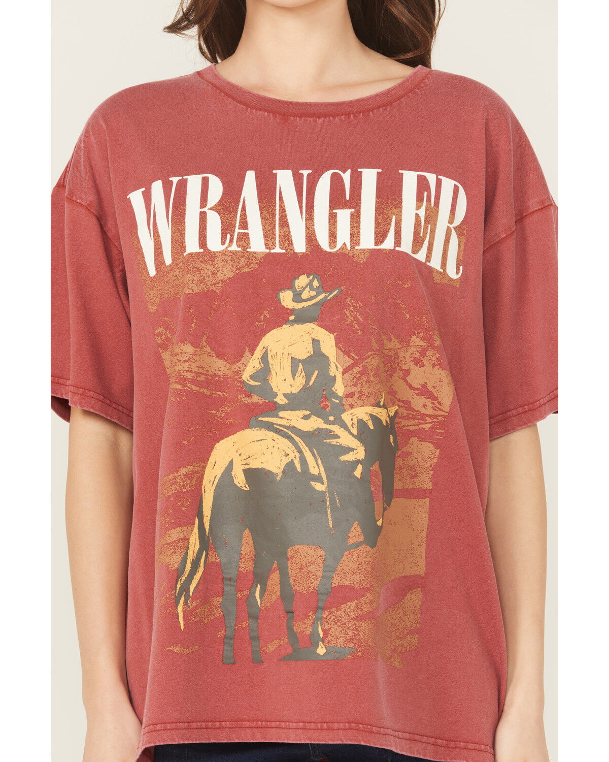 Image #3 - Wrangler Retro Women's Cowboy Logo Short Sleeve Oversized Graphic Tee, Rust Copper, hi-res