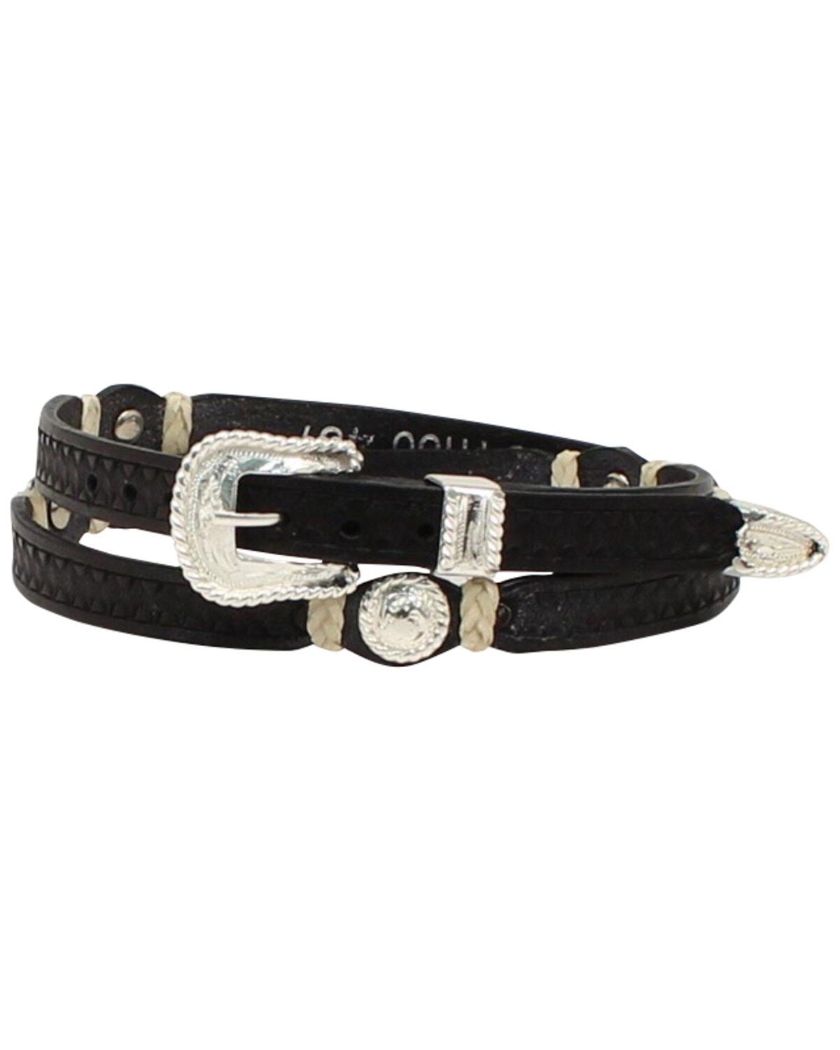 Image #1 - M & F Western Men's Stamp Rawhide Concho Hatband, , hi-res