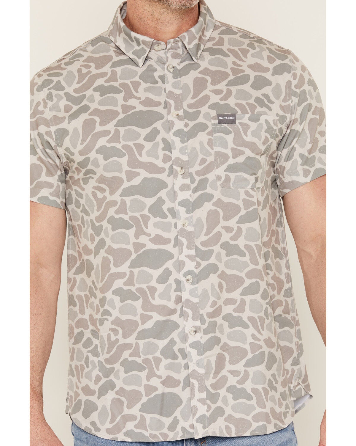 Image #3 - Burlebo Men's Camo Print Short Sleeve Button-Down Western Shirt, Camouflage, hi-res