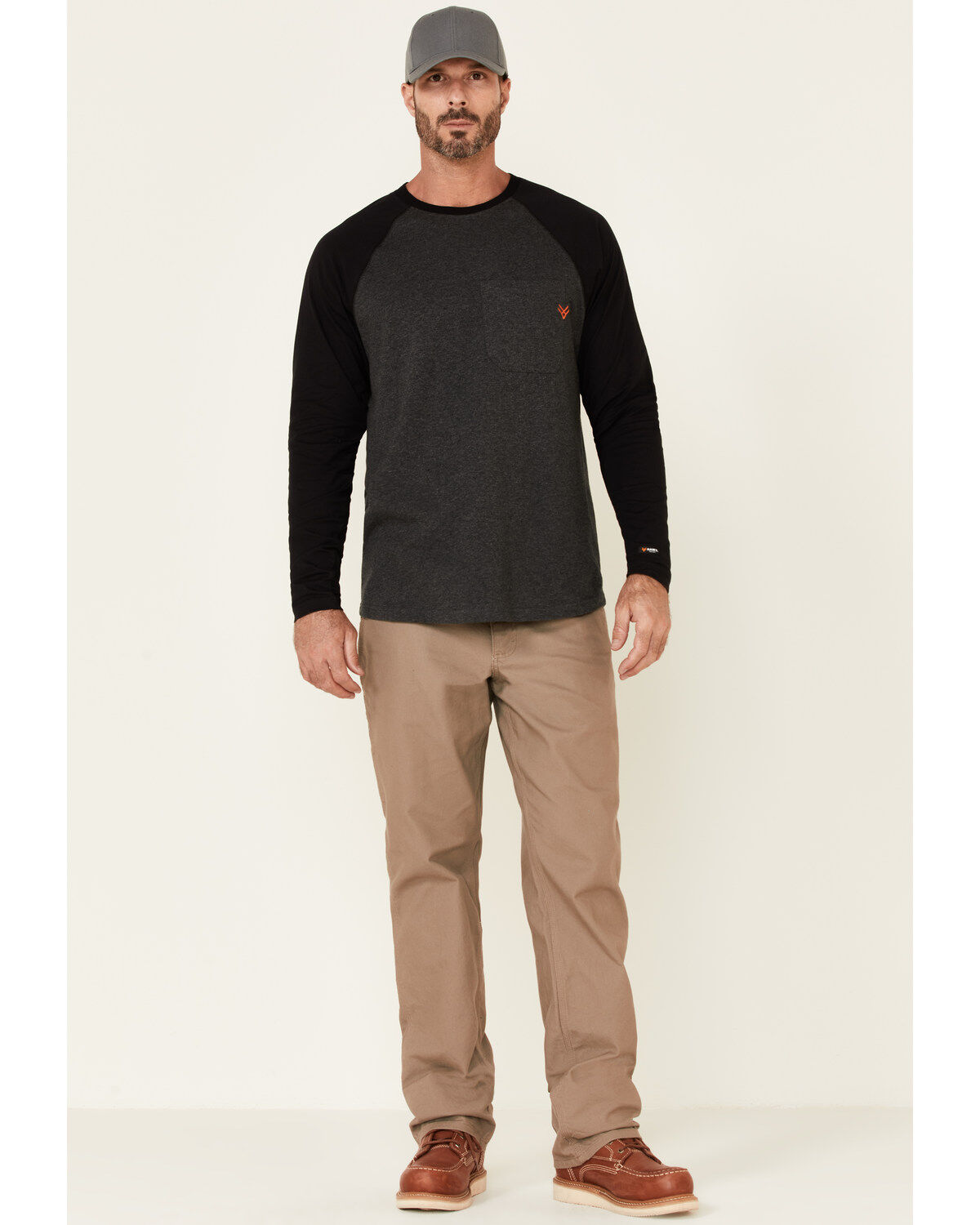 Image #2 - Hawx Men's Dark Gray Original Baseball Crew Long Sleeve Work T-Shirt - Tall, , hi-res