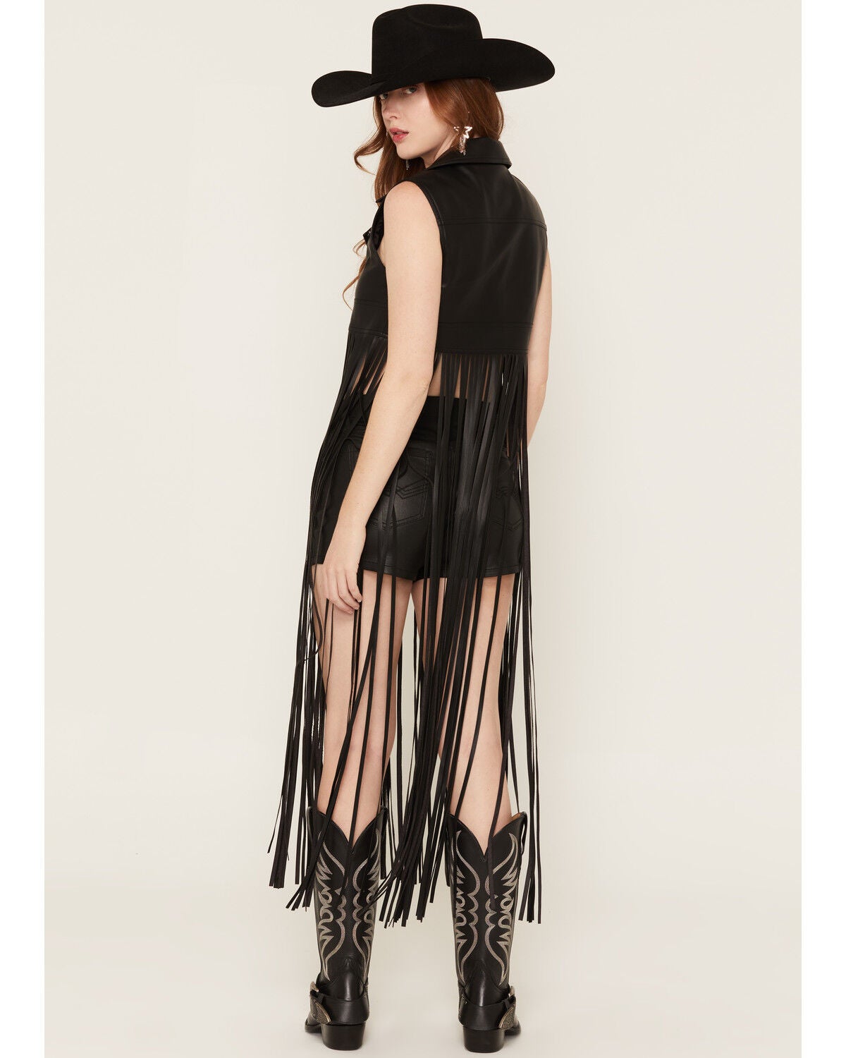 Image #4 - Azalea Wang Women's Arden Faux Leather Long Fringe Moto Vest, Black, hi-res