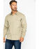 Image #1 - Hawx Men's Twill Pearl Snap Long Sleeve Western Work Shirt - Tall , Beige/khaki, hi-res