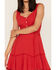 Maggie Sweet Women's Jazmin Eyelet Lace Ruffle Dress, Red, hi-res