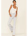 Lee Women's Acid Wash High Rise Flare Jeans, White, hi-res
