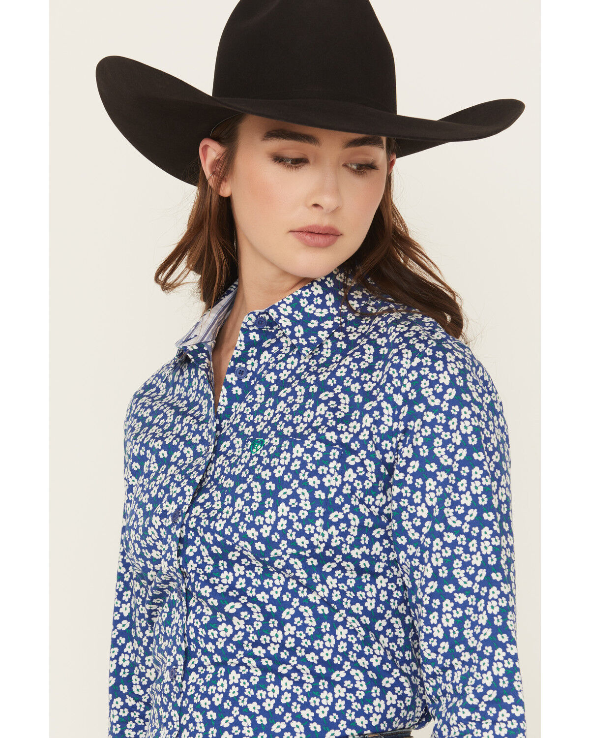 Image #2 - Ariat Women's Kirby Floral Print Long Sleeve Button-Down Stretch Western Shirt, Blue, hi-res