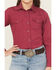 Image #3 - Ariat Girls' Shine Bright Solid Long Sleeve Rhinestone Snap Western Shirt, Maroon, hi-res