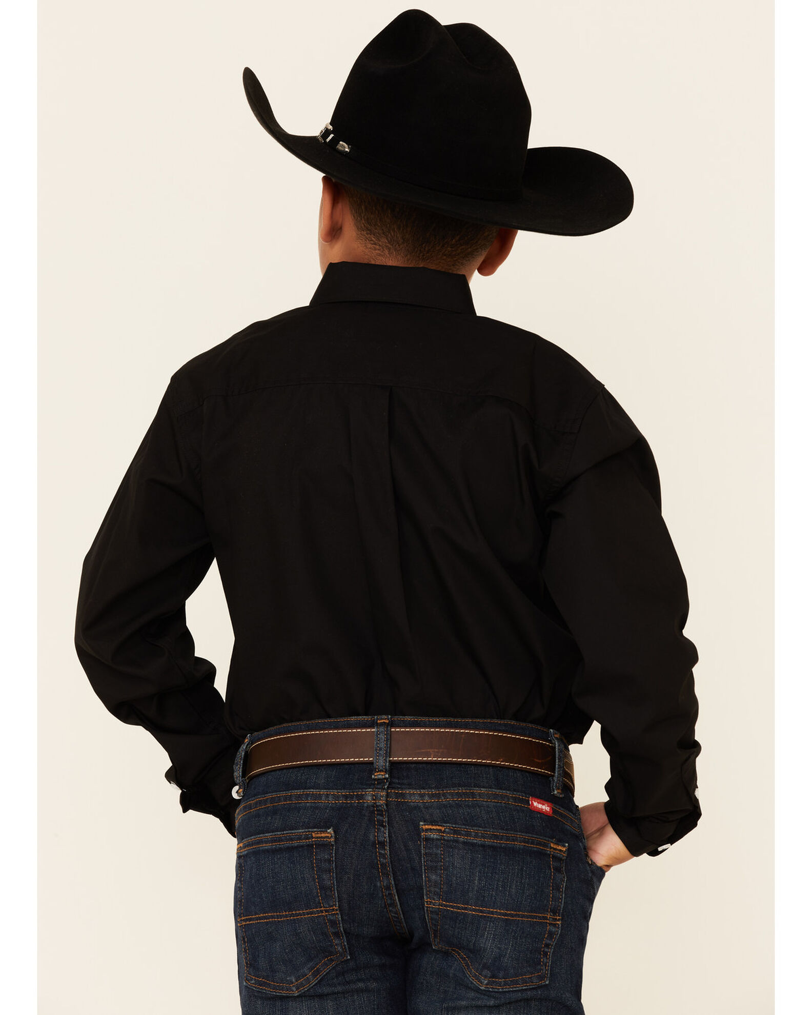 Image #4 - Cinch Boys' Long Sleeve Shirt, Black, hi-res