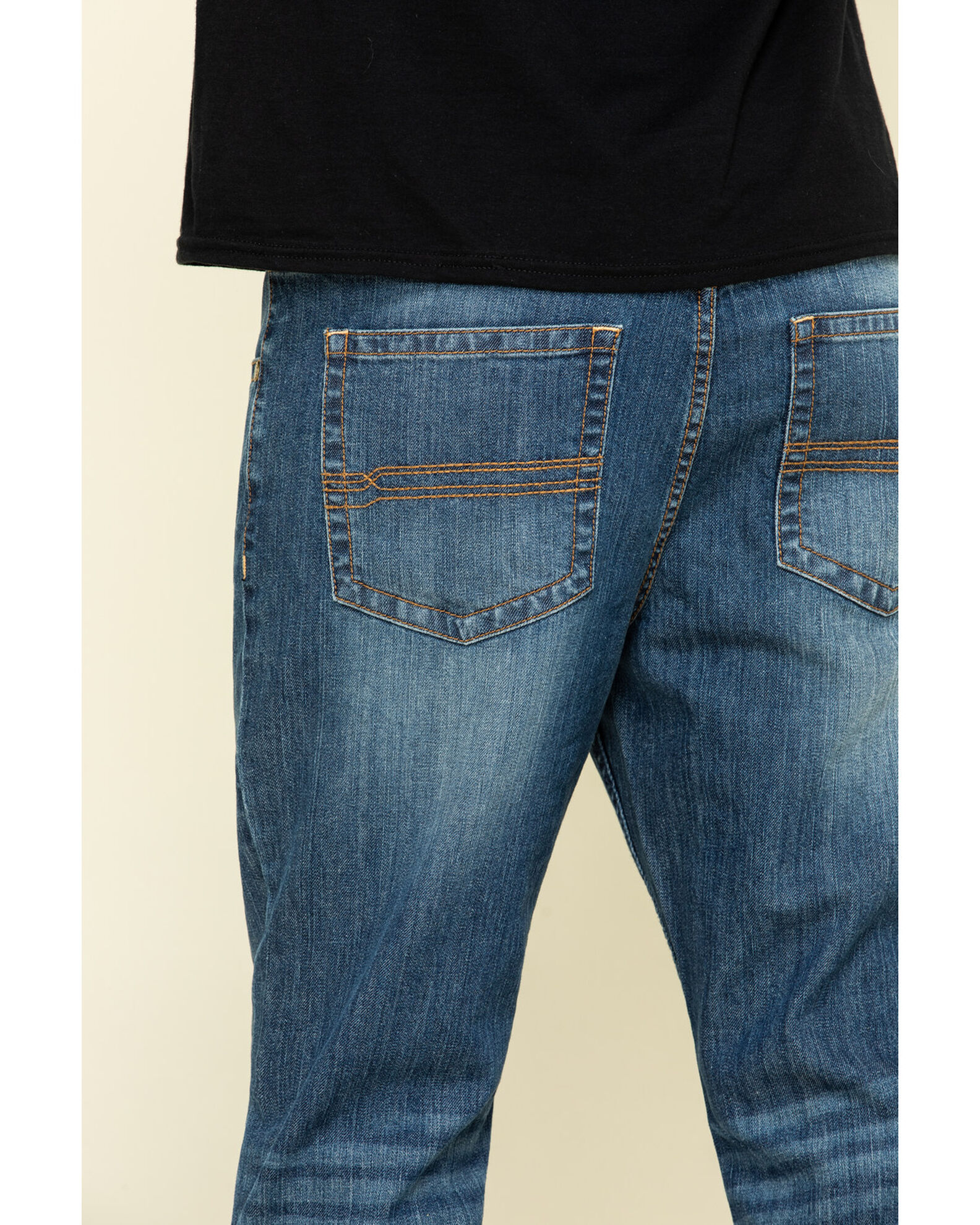 Image #4 - Cody James Men's Wolfstooth Medium Wash Relaxed Bootcut Stretch Denim Jeans, Blue, hi-res