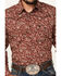 Image #3 - Cowboy Hardware Men's Range Floral Print Long Sleeve Snap Western Shirt, Burgundy, hi-res