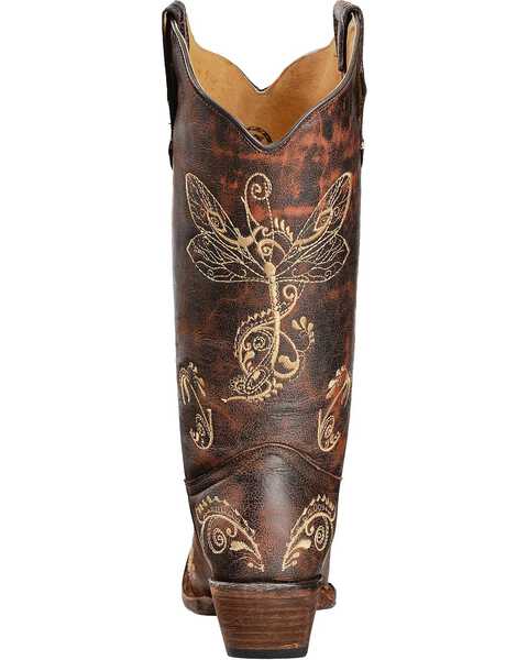 Image #7 - Circle G Women's Distressed Bone Dragonfly Embroidered Boots - Snip Toe, , hi-res