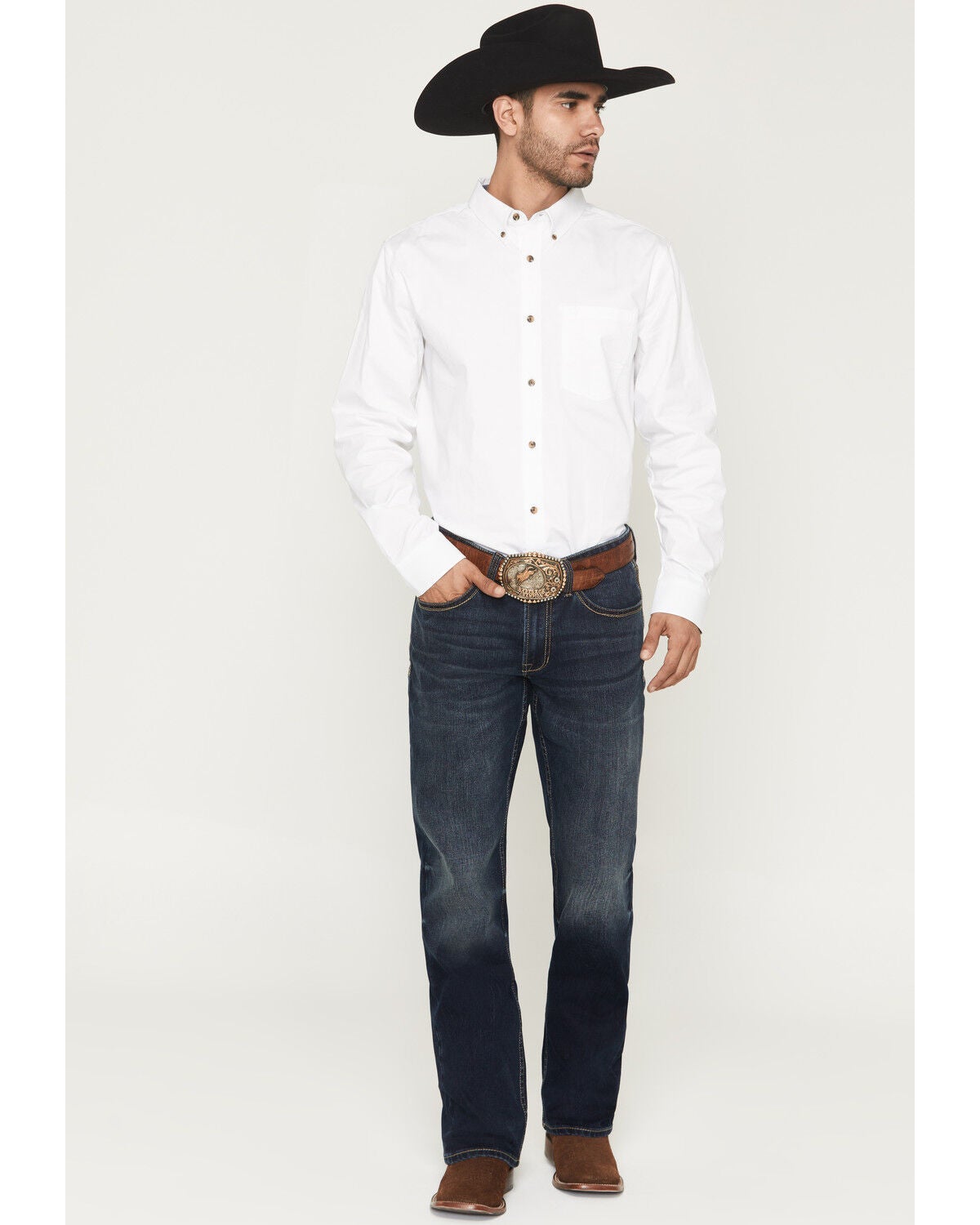 Cody James Men's Brock Wash Wyatt Slim Bootcut Stretch Denim Jeans, Dark Wash, hi-res