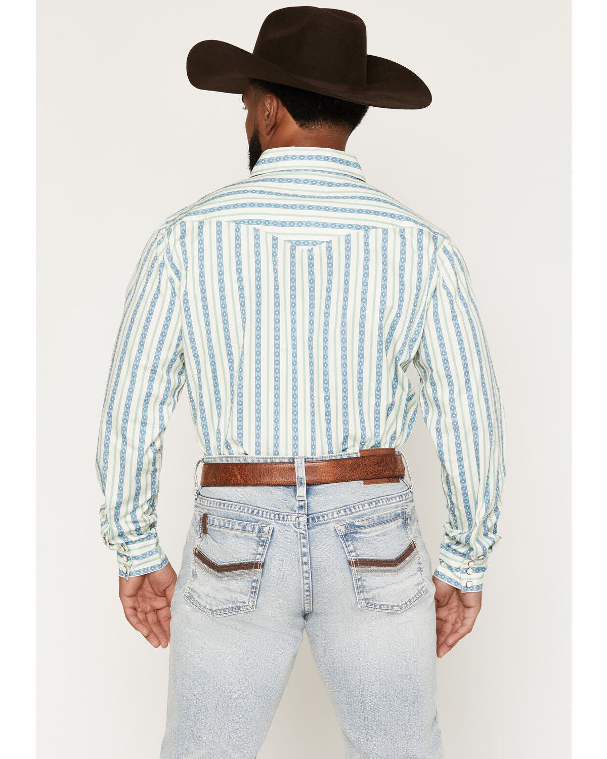 Image #4 - Sendero Provisions Men's Wyatt Stripe Print Long Sleeve Snap Western Shirt, Off White, hi-res