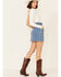 Jolt Women's Pinstripe Denim Mini Skirt, Blue, hi-res