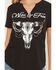 Image #3 - Blended Women's Steer Head Rhinestone Short Sleeve Graphic Tee, Black, hi-res