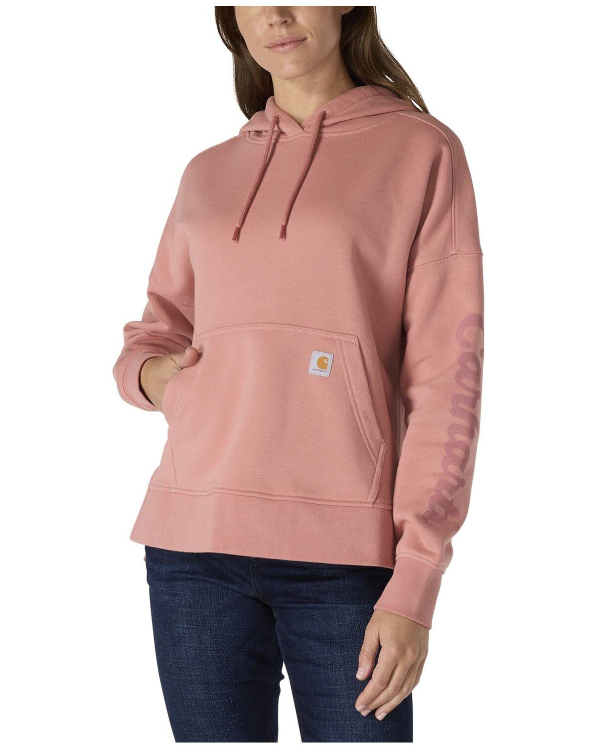 Image #1 - Carhartt Women's Oversized Midweight Graphic Work Hoodie, Rose, hi-res