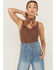 Beyond The Radar Women's Sweater Knit Tank Top, Brown, hi-res