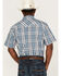 Cowboy Hardware Men's Arroyo Large Plaid Print Short Sleeve Snap Western Shirt , Steel, hi-res