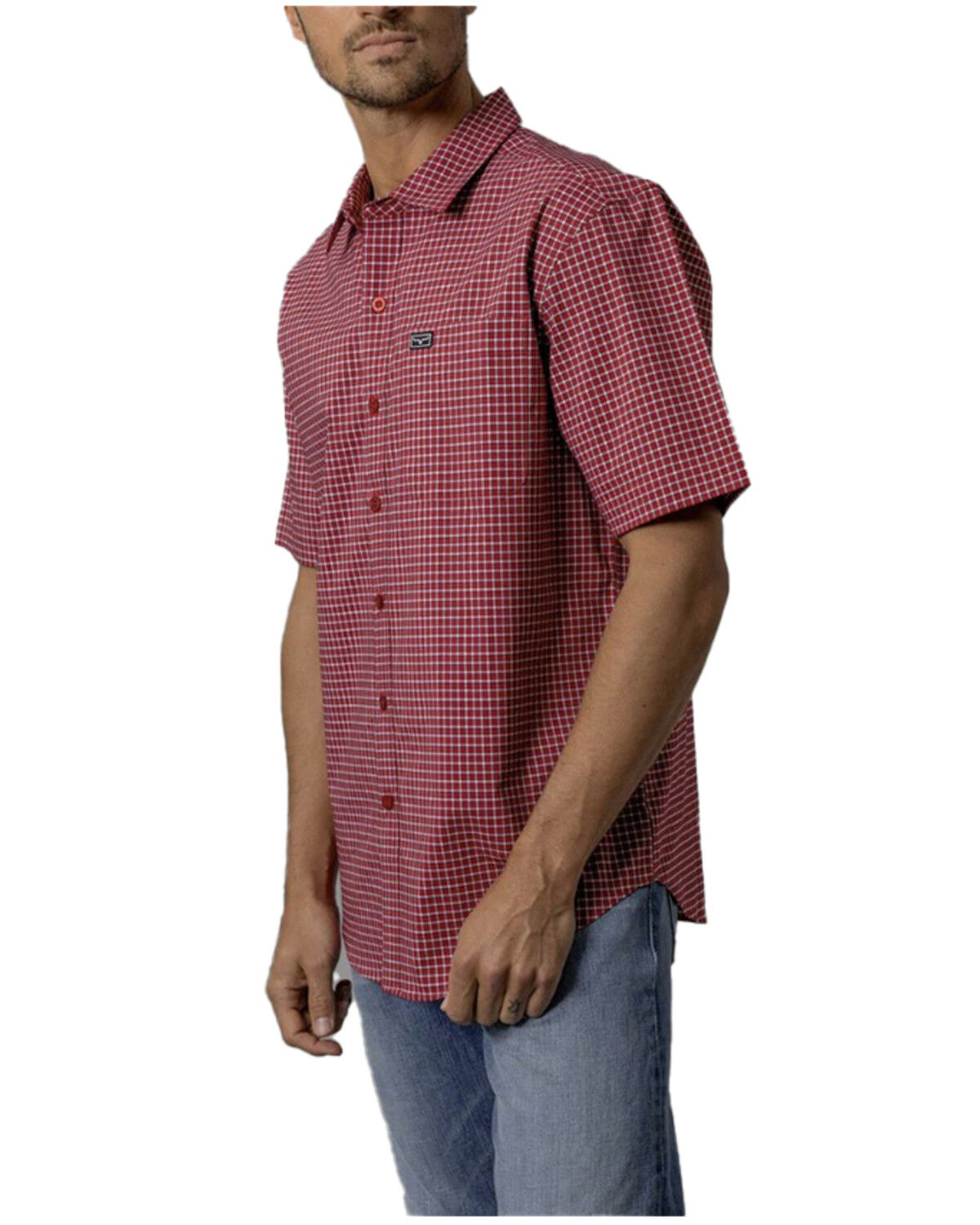Image #2 - Kimes Ranch Men's MC Copper Plaid Print Short Sleeve Button-Down Stretch Performance Shirt, Red, hi-res
