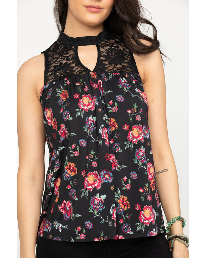 Studio West Women S Floral Print Lace Knit Top Boot Barn