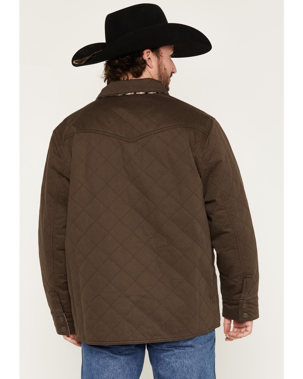 Image #4 - Wrangler Men's Reversible Solid Southwestern Print Quilted Jacket, Brown, hi-res