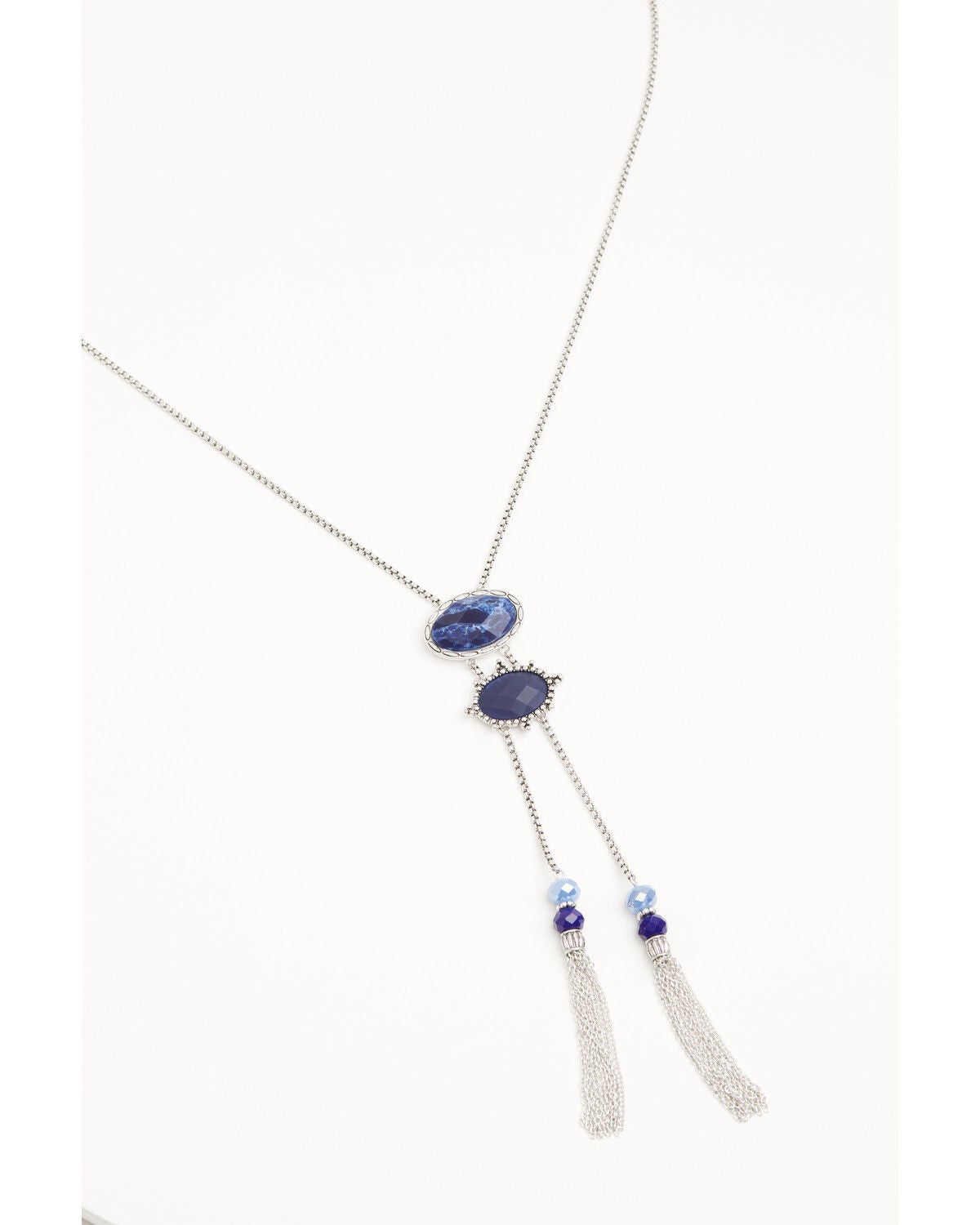 Lainey Wilson Women's Stone Tassel Bolo Necklace, Silver, hi-res