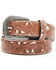 Shyanne Women's Brown Cut-Out Cream Underlay Western Belt, Brown, hi-res