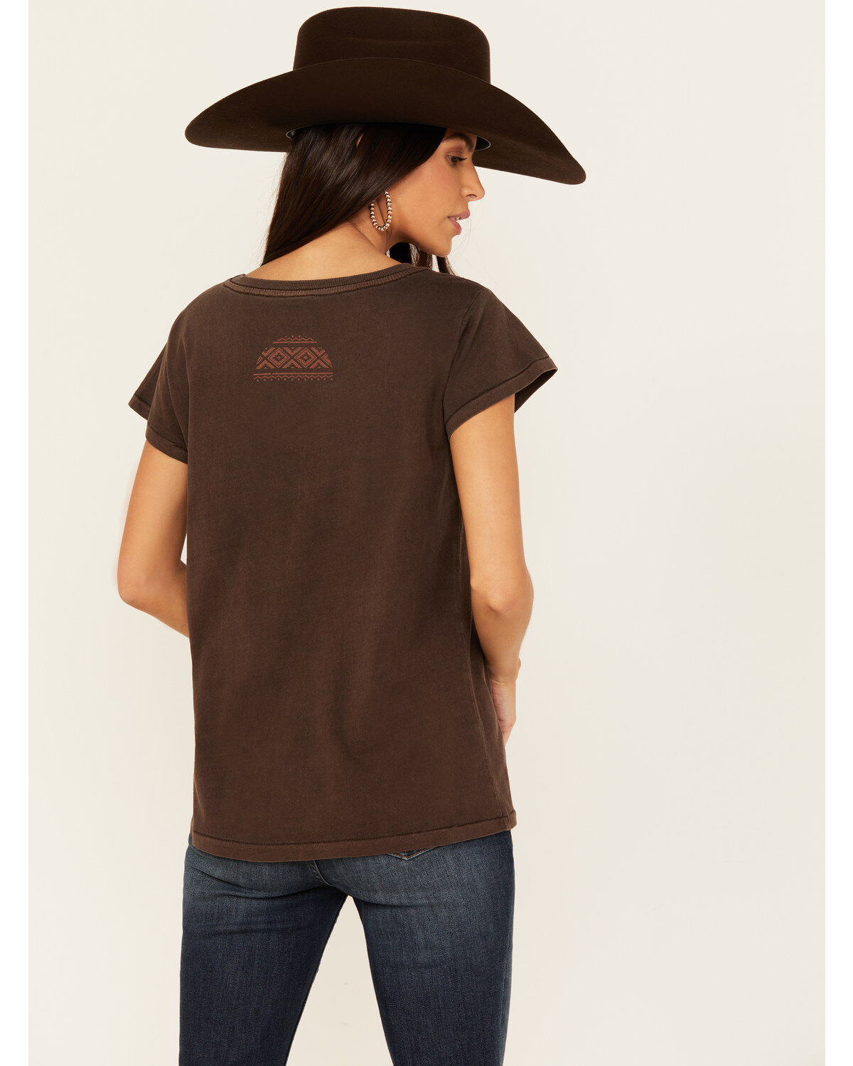 Image #4 - Shyanne Women's Spirit of the West Short Sleeve Graphic Boyfriend Tee, Dark Brown, hi-res