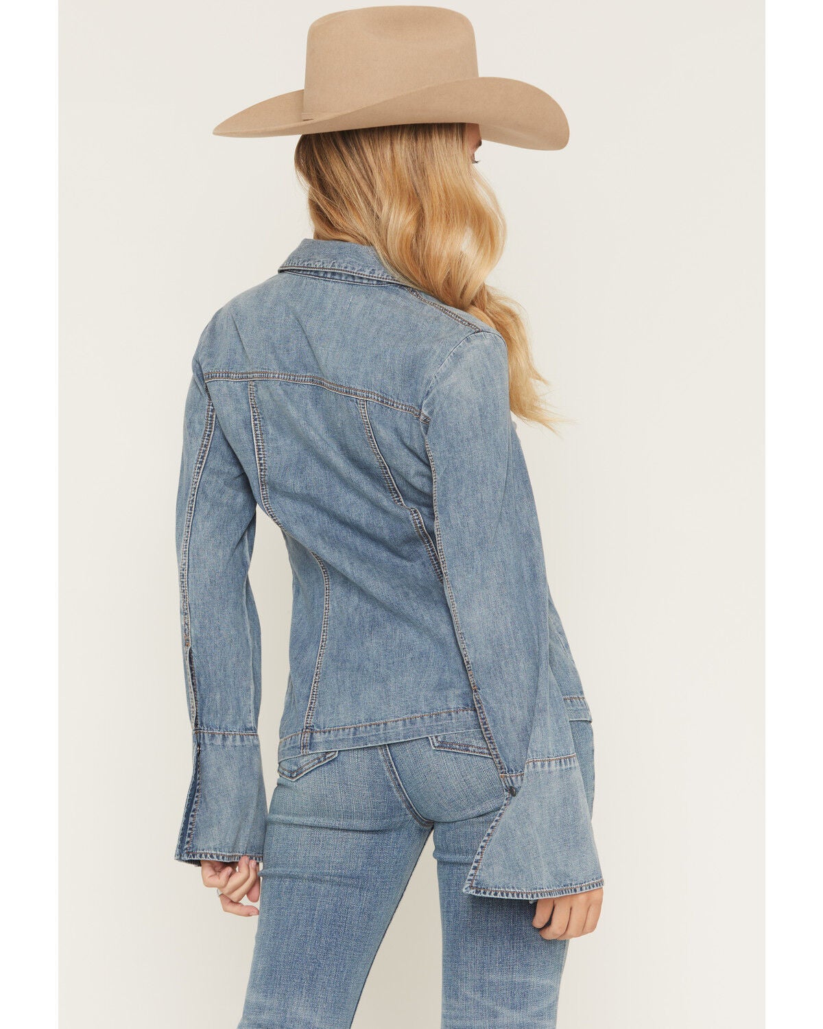 Image #5 - Idyllwind Women's Avery Lace-Up Denim Slub Shirt, Medium Wash, hi-res