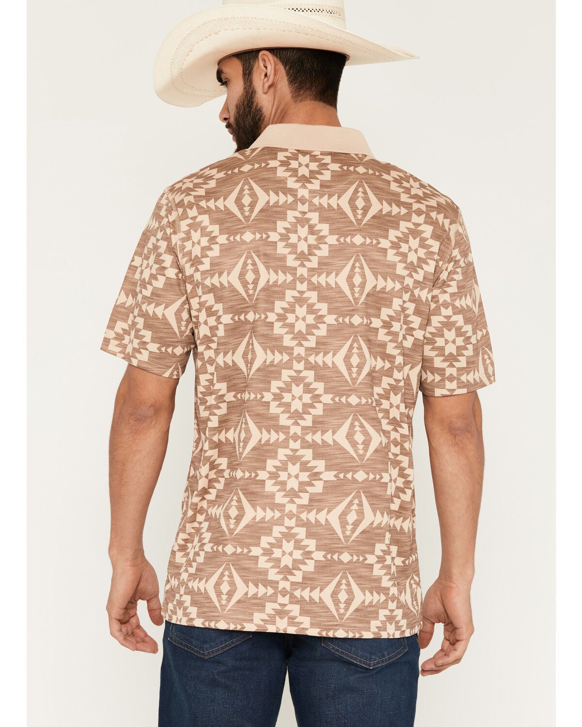 Image #4 - RANK 45&reg; Men's Southwestern Print Short Sleeve Button-Down Polo Shirt, Tan, hi-res