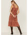Cleo + Wolf Women's Textured Floral Midi Dress, Brick Red, hi-res