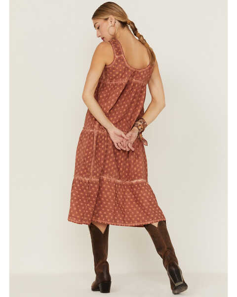 Cleo + Wolf Women's Textured Floral Midi Dress, Brick Red, hi-res