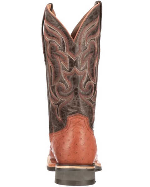 Image #4 - Lucchese Men's Rowdy Ostrich Skin Western Boots - Broad Square Toe, Cognac, hi-res