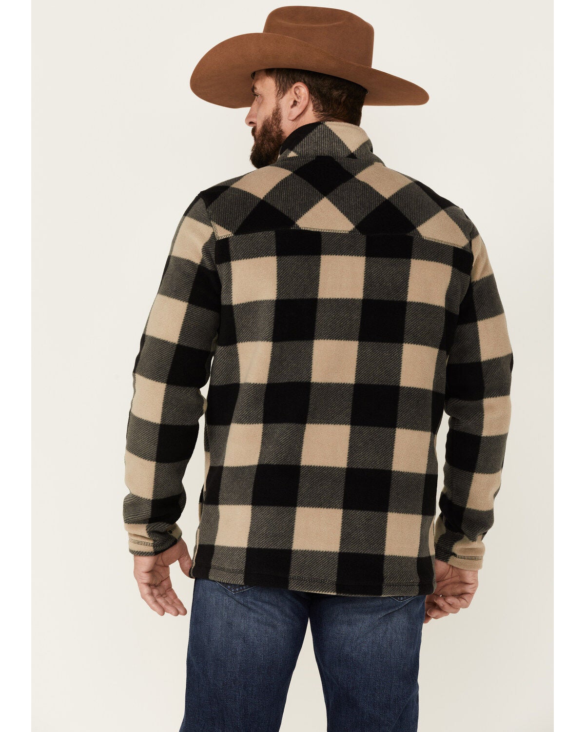 Image #4 - Cody James Men's Lumber Jack Buffalo Check Polar Fleece 1/4 Zip Pullover - Tan, , hi-res