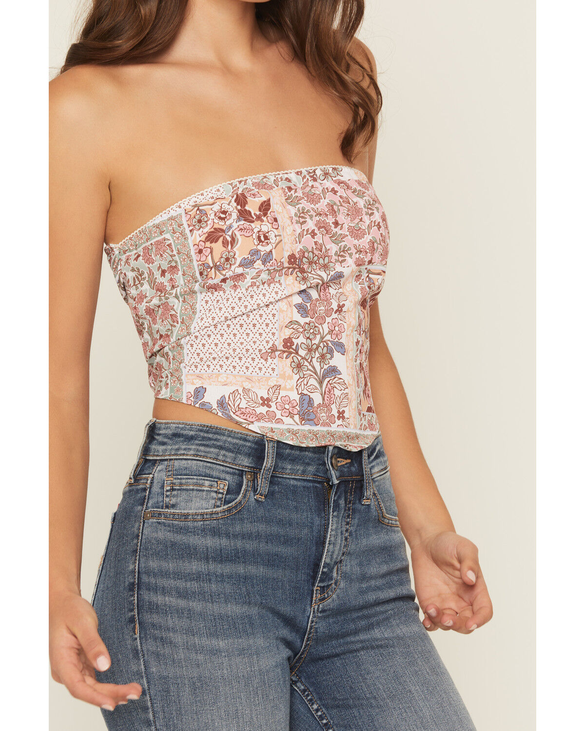 Image #3 - Originality Women's Boot Barn Exclusive Patchwork Print Bandana Top, Olive, hi-res