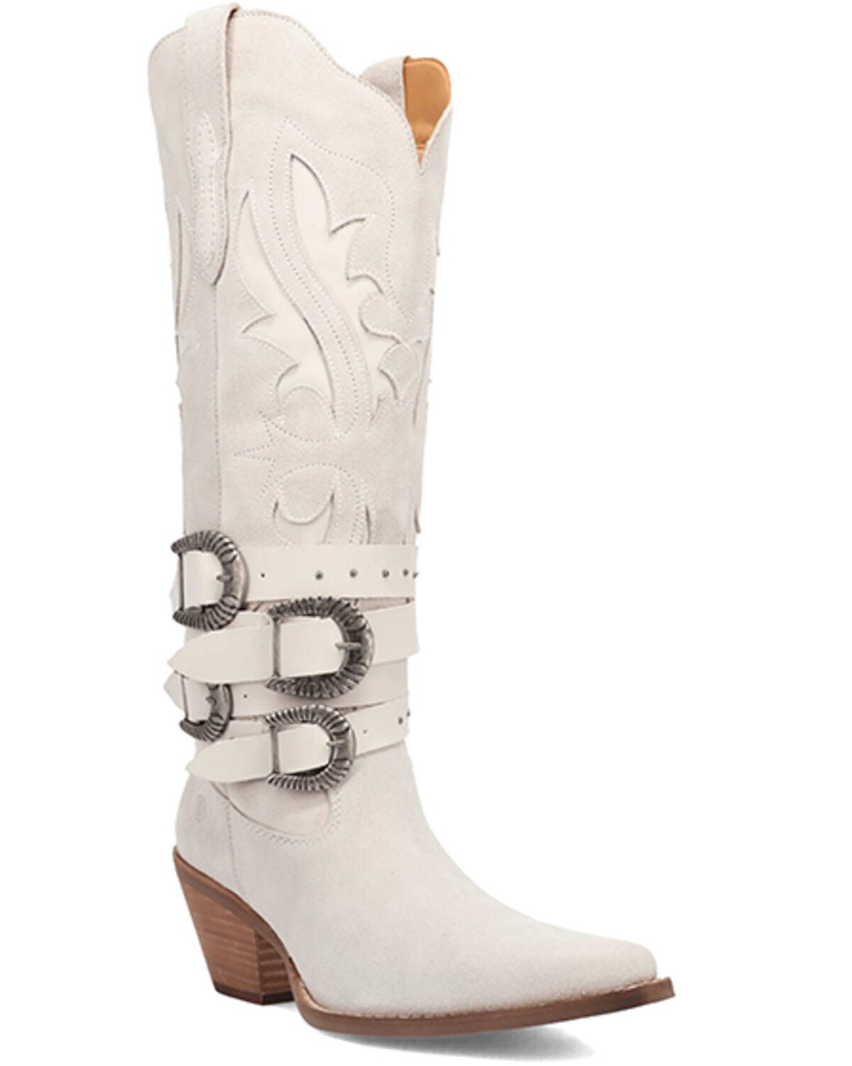 Image #1 - Dingo Women's Buck Wild Suede Tall Western Boots - Round Toe, White, hi-res