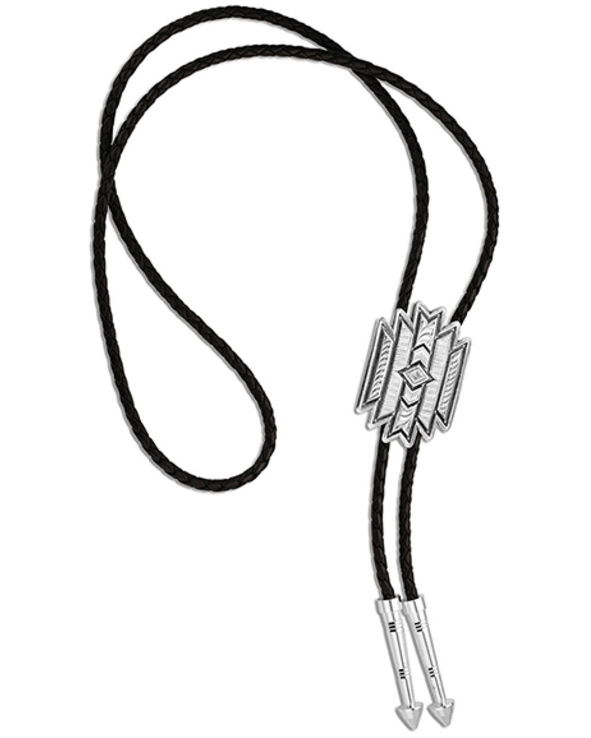 Montana Silversmiths Men's Southwestern Bolo Tie, Silver, hi-res