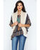 Cripple Creek Women's Crochet Knit Fur Trim Vest, Sand, hi-res