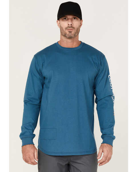 Cody James Men's FR Logo Long Sleeve Work T-Shirt , Blue, hi-res