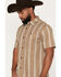 Image #2 - Seager Men's Caldera Striped Print Short Sleeve Button-Down Western Shirt, Khaki, hi-res