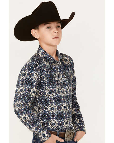 Image #2 - Cody James Boys' Print Long Sleeve Snap Western Shirt, Purple, hi-res
