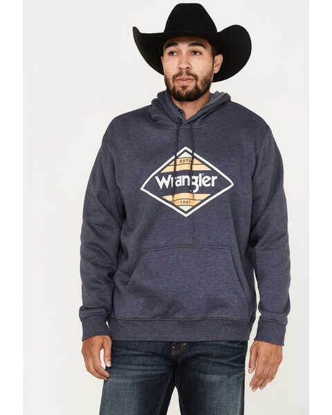 Wrangler Men's Southwestern Logo Graphic Hooded Sweatshirt , Navy, hi-res
