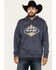 Image #1 - Wrangler Men's Southwestern Logo Graphic Hooded Sweatshirt , Navy, hi-res