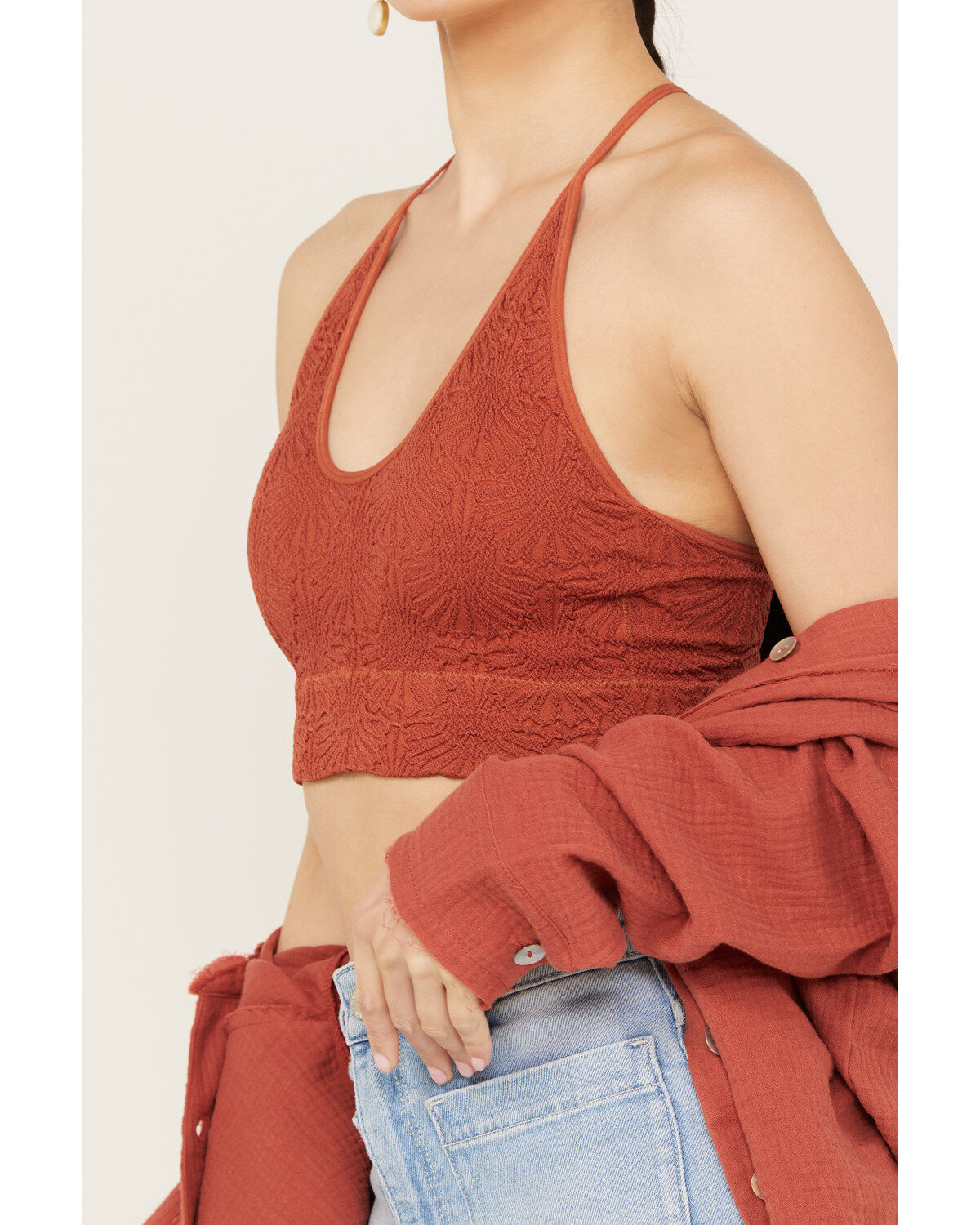 Image #3 - Fornia Women's Floral Jacquard Print Sleeveless Brami, Rust Copper, hi-res